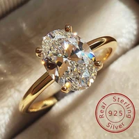 Bague en argent Sterling 925 en Zircon 1-8CT, magnifique bague ovale brillante en pierre pour femmes, fiançailles, mariage, luxe, bijoux fins de haute qualité 1