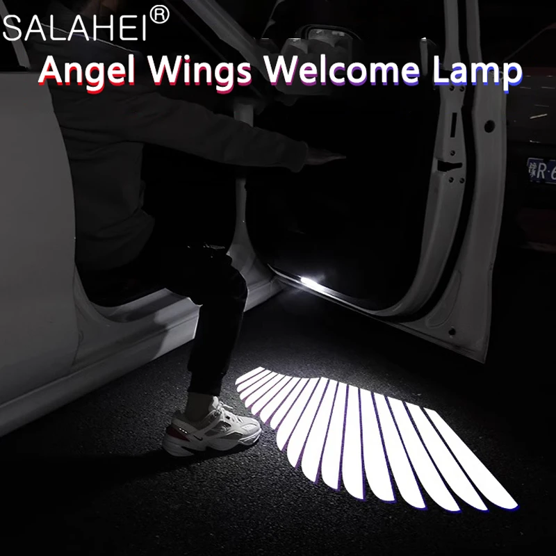

New Car Angel Wings Welcome Light Universal Auto Door LED Projector Lamp Atmosphere Dream Fly Projection Shadow Decorative Bulbs