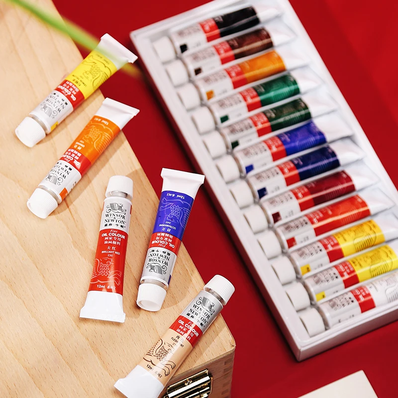 Oil Paint Set WINSOR＆NEWTON 12/18/24 Colors x 12ml Tubes Lightfast Heavy Body for Adult Beginners
