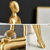 Ornement d'art du corps humain de luxe léger, décoration en résine abstraite, Arts et artisanat dorés créatifs, pour la maison, le bureau et les affaires, originalité 5