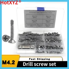 

410 Stainless Steel m4.2 Phillips Flat Head Self Drilling Tapping Screw Kit Cross Recessed Countersunk Head Self-Derlling Screws