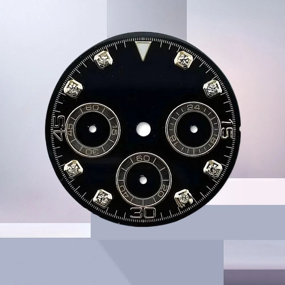 Enhanced Black and Multi-Color Dial for VK63 Movement with Date Display - 29mm