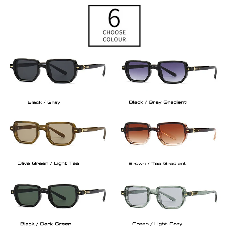 SHAUNA Ins Popular Fashion Rectangle Sunglasses Women Shades UV400 Retro Gradient Men Square Trending Rivets Sun Glasses_voghion.com