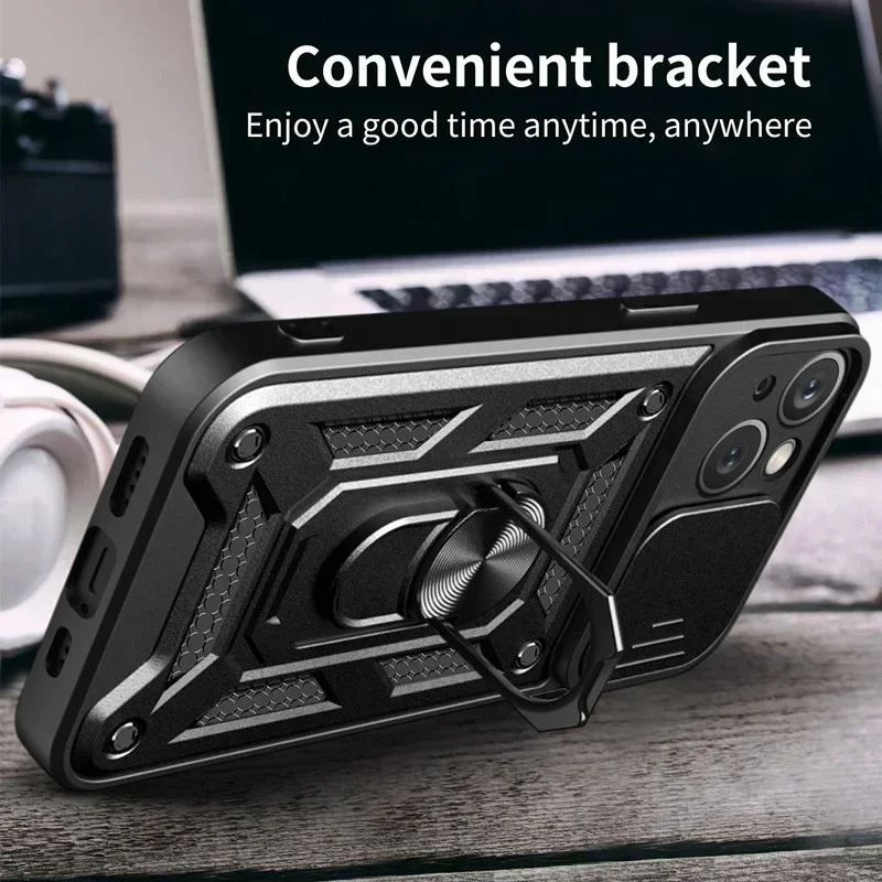 Shockproof Armor Slide Camera Lens Protection Case with Hard Shell