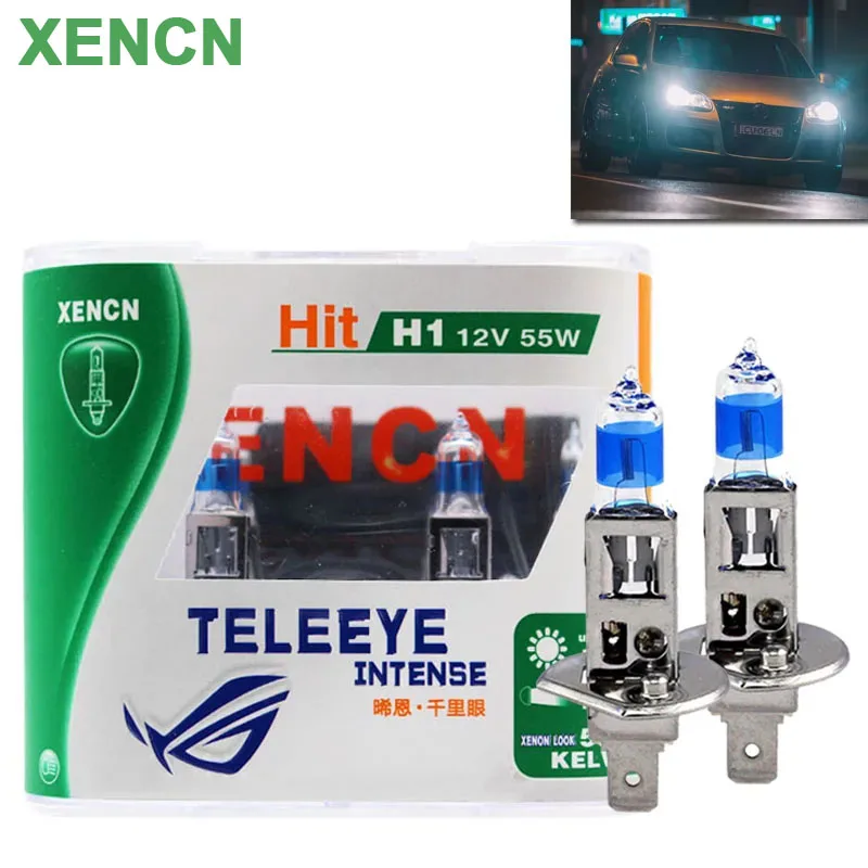

XENCN H1 Halogen Head Light 12V 55W P14.5s Teleeye Intense Series 5000K Xenon Look Up to +90% Brightr Genuine Auto Lamp Bulbs