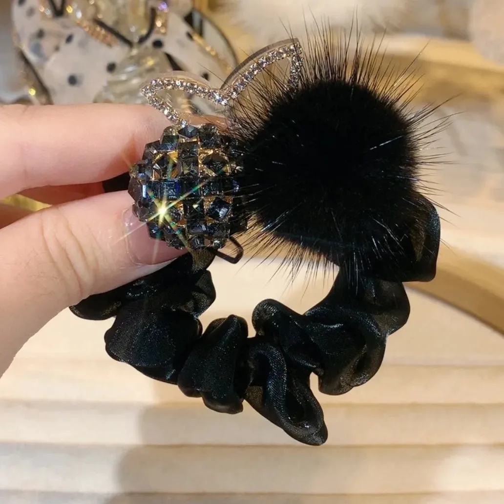 Korean Plush Rhinestone Hair Loop Mink  Inlaid Super Fairy ball  String    Accessories for Girls Women плед 220 х 240 см sofi de marko super ball пудровый