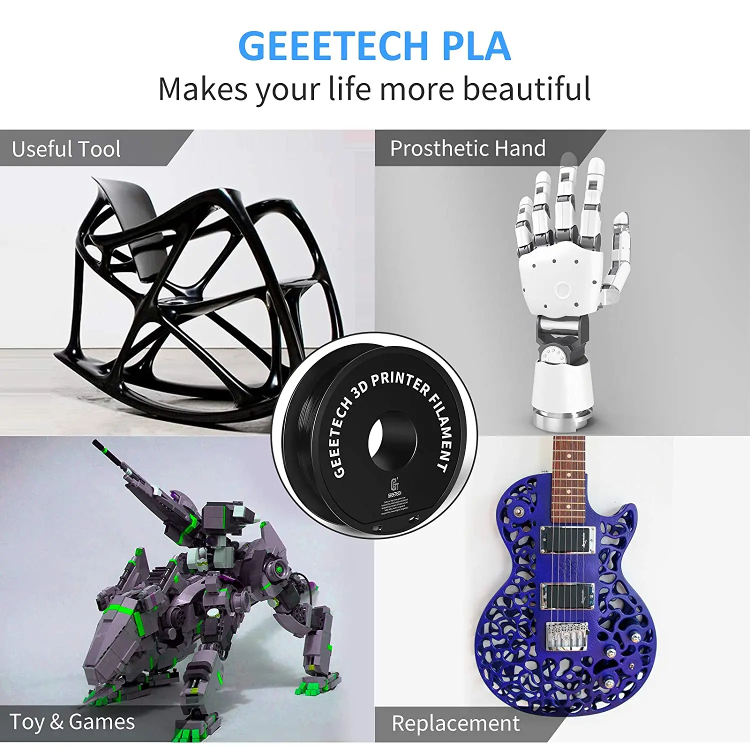 Plástico Puro 1.75 mm do Pla Petg do Filamento da Impressora de Geeetech 3d 1kg 2.2lbs Emaranhado-livre Materiais de Impressão 3d Empacotamento do Vácuo - Imagem 3