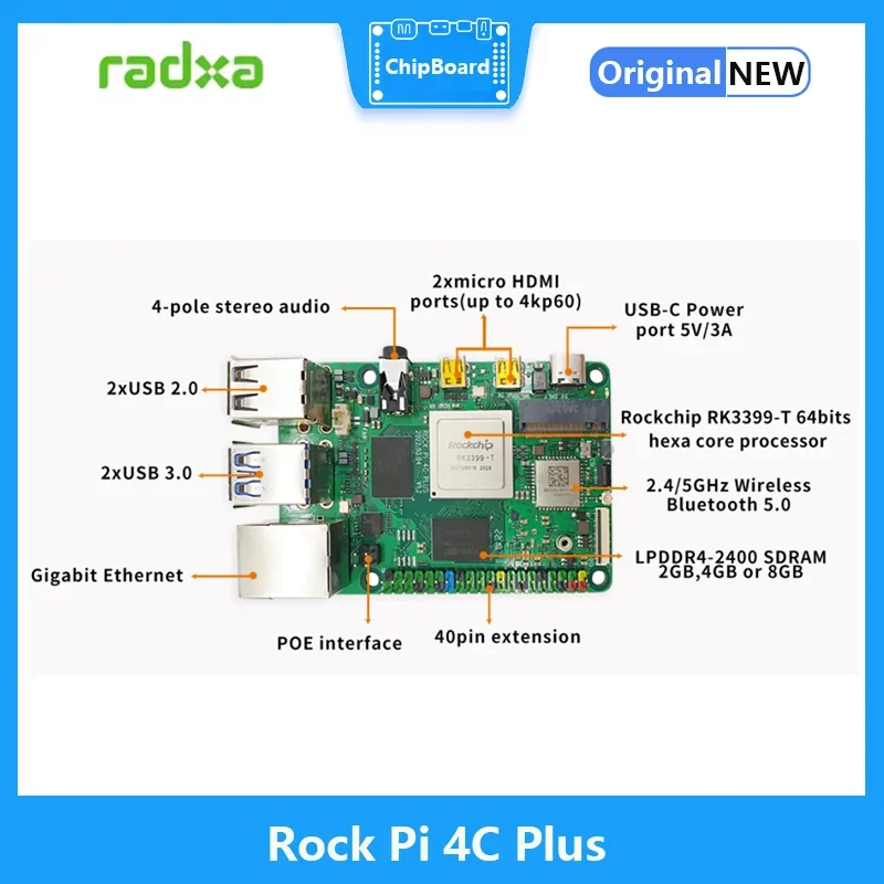 ROCK Pi 4C ÷, ROCK PI 4C + 2GB SBC Ĩ RK3399-T ̱ۺ ǻ , ȵ̵ 11, , 