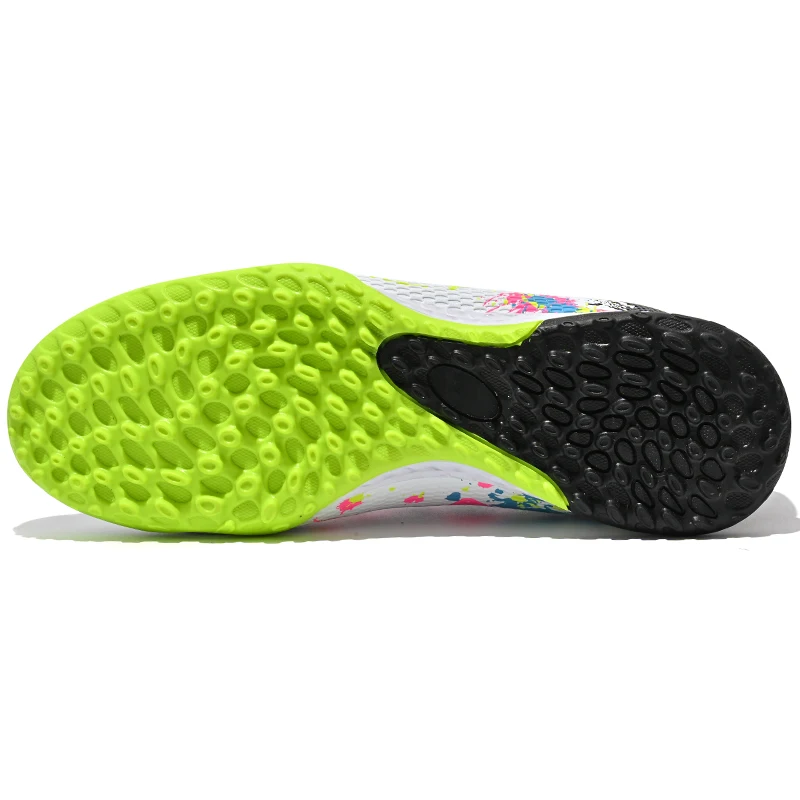 High Top Turf Football Boots Breathable Men Soccer Shoes Hard Court Boys Rubber Cleats Fashion Knit Upper Kids Sports Footwear