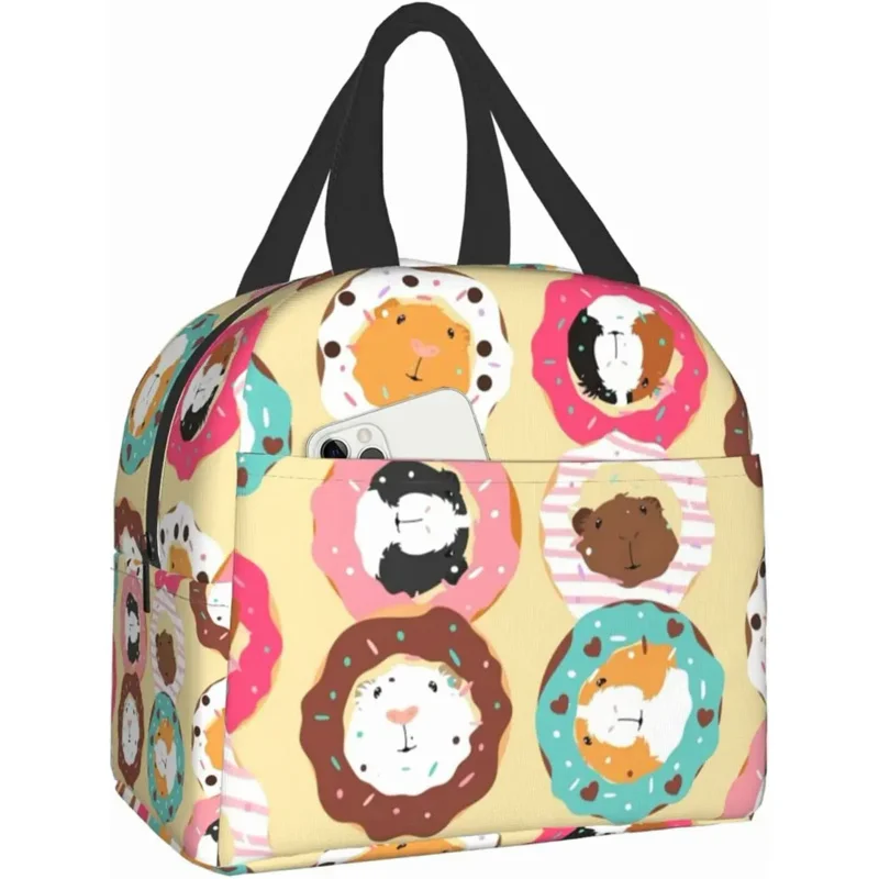 

Забавный Ланч-бокс в форме пончика, изолированный Водонепроницаемый мешок для завтрака, многоразовый тоут с передним карманом для пляжа