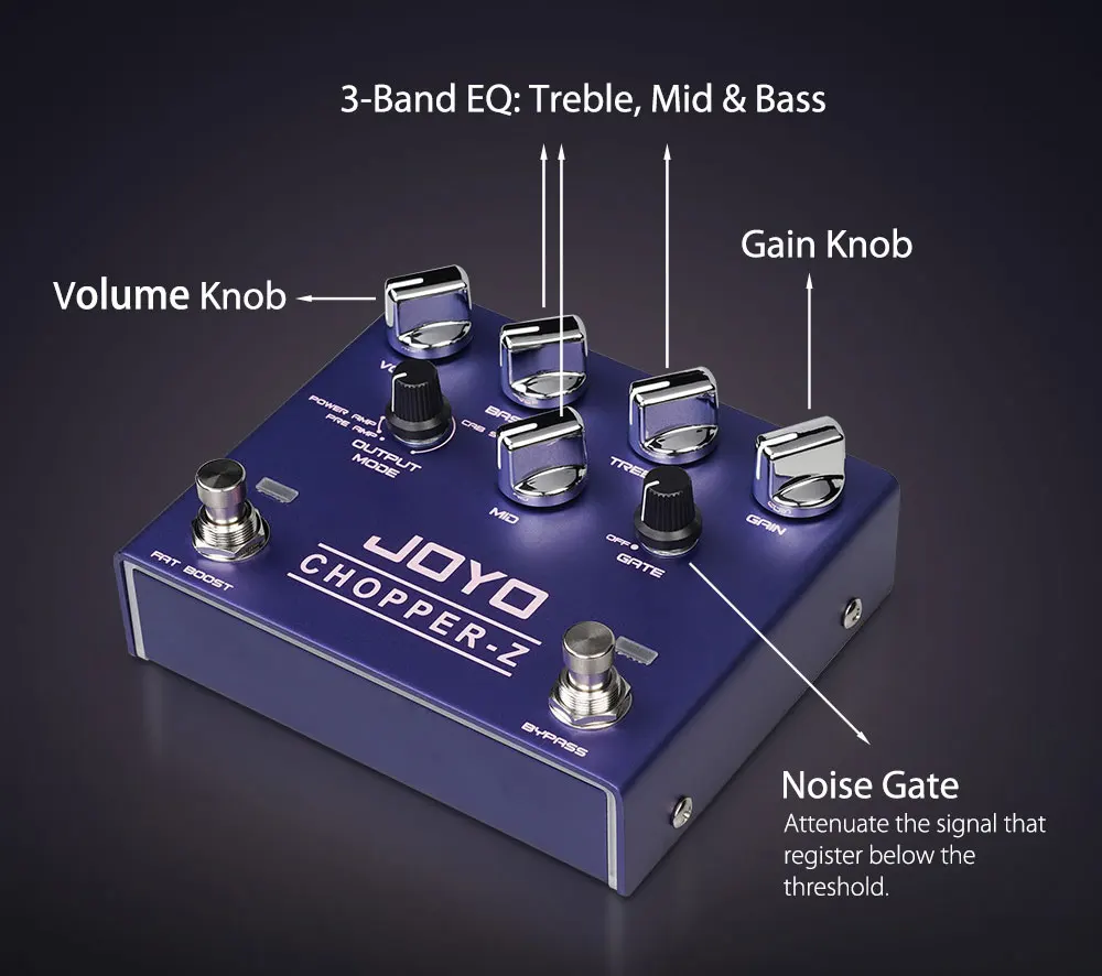 R-18 CHOPPER-Z Distortion Guitar Pedal with Preamp Mode and Noise Gate Effect Mo