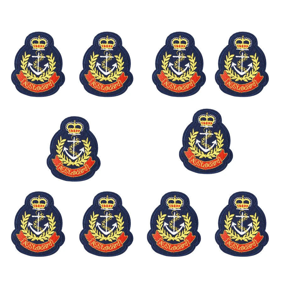 

10pcs anchor crown embroidered patches for clothing iron on patches for clothes badges clothes iron-on patches for jeans