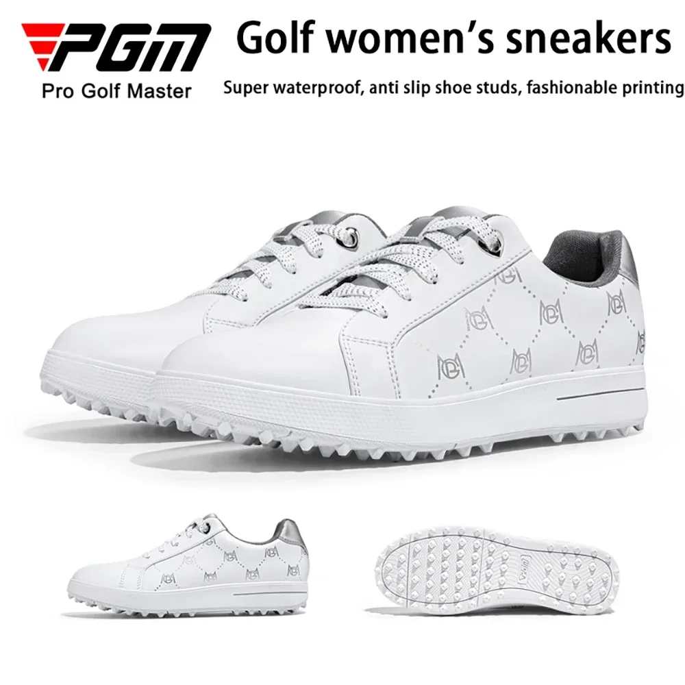 PGM Golf Women's Shoes Fashion Printed Patterns Casual Microfiber Waterproof Sneakers Anti slip Fixed Nails XZ313