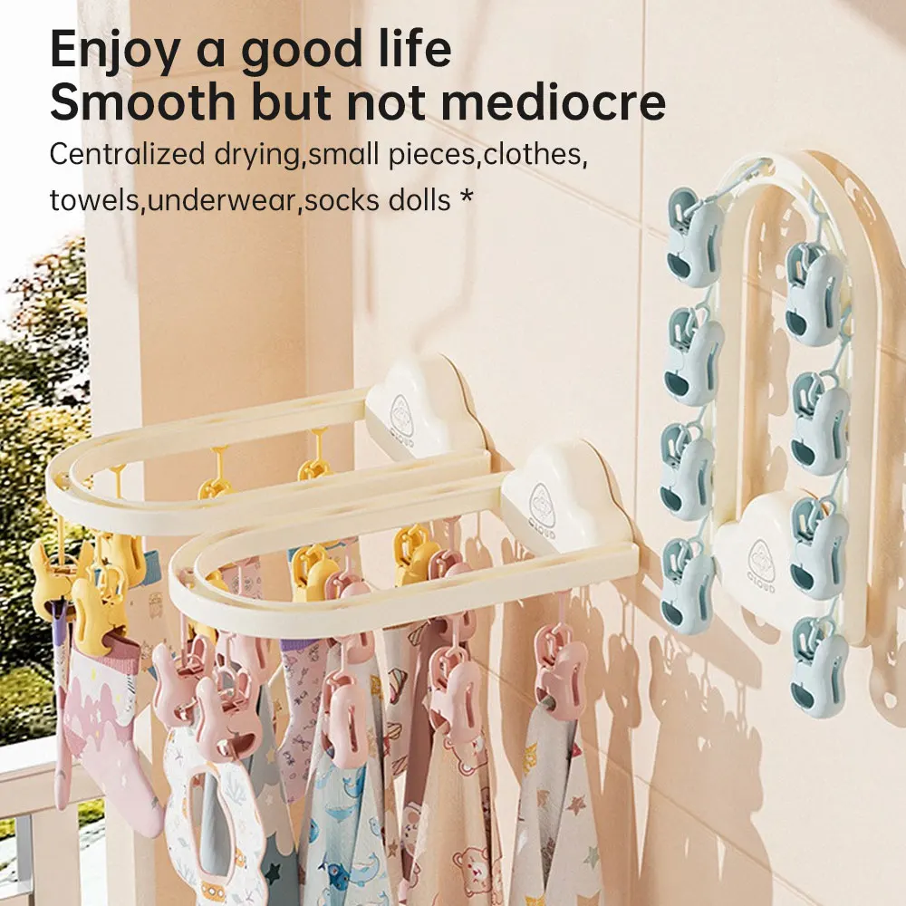 Wall Hanging Socks Holder Balcony Multi-head Baby Baby Socks Slipper Towel Drying Rack Punch-free Cloud Clothes Holder 4