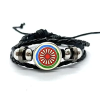 Gypsy Flag Romani Peoples Flag Tribal Ethnic Motifs Leather Bracelets Glass Dome Snap Button Bracelet & Bangles Jewelry Gift 2
