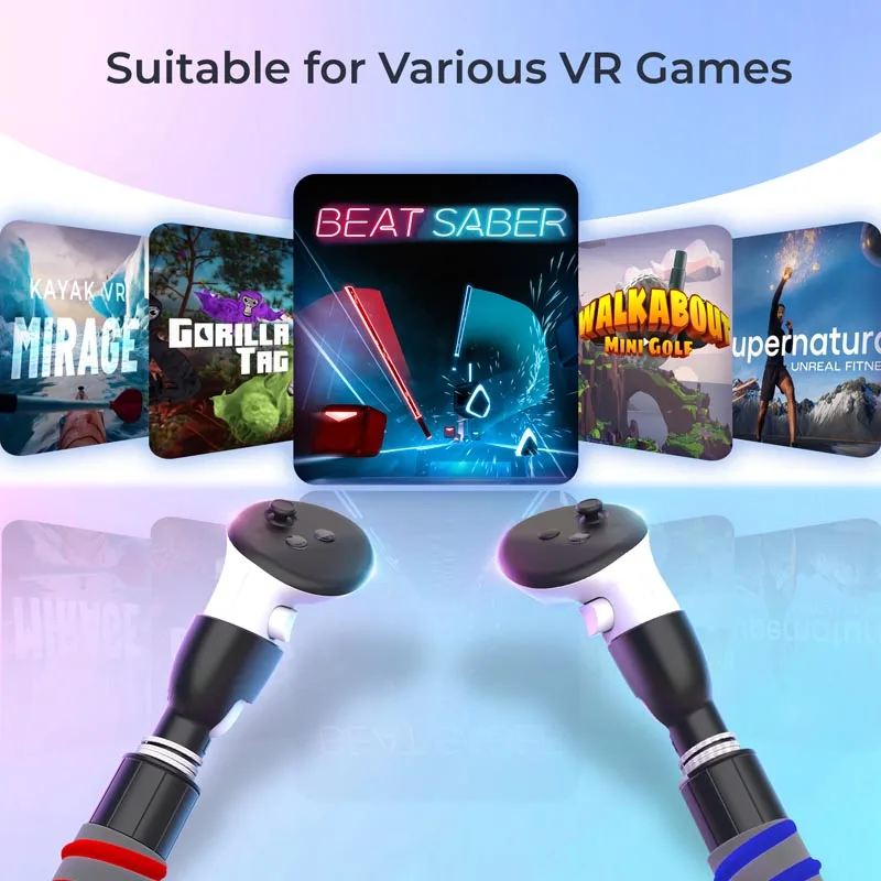 VR Game Handle Accessories for Meta Quest 3 Controllers Golf Sponge Handles Extension Grips Playing Beat Gorilla Tag Long Arms
