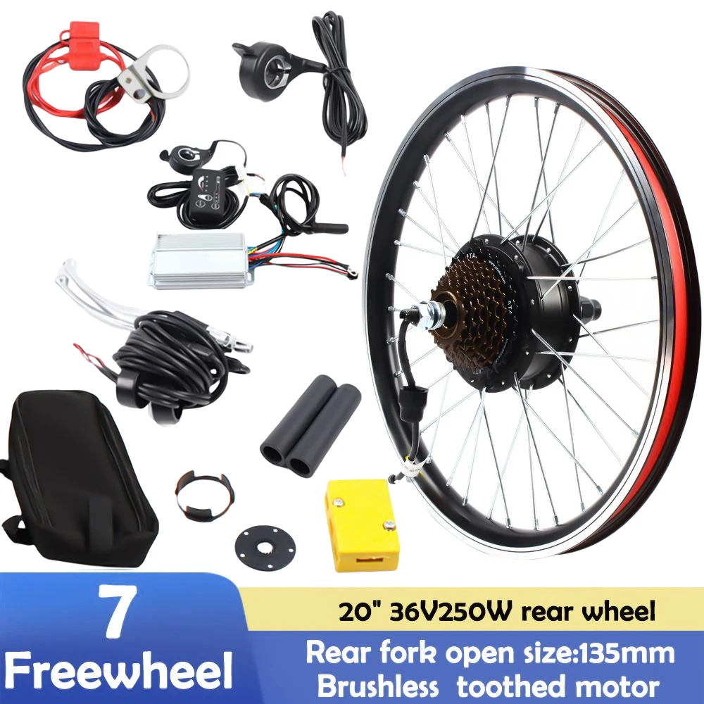 36V 250W 20'' E-Bike Electric Bicycle Rear Wheel Hub Motor Conversion Kit 26 28 rear wheel 36v 48v 250w 1000w electric bicycle e bike conversion kit hub motor bicycle conversion kit