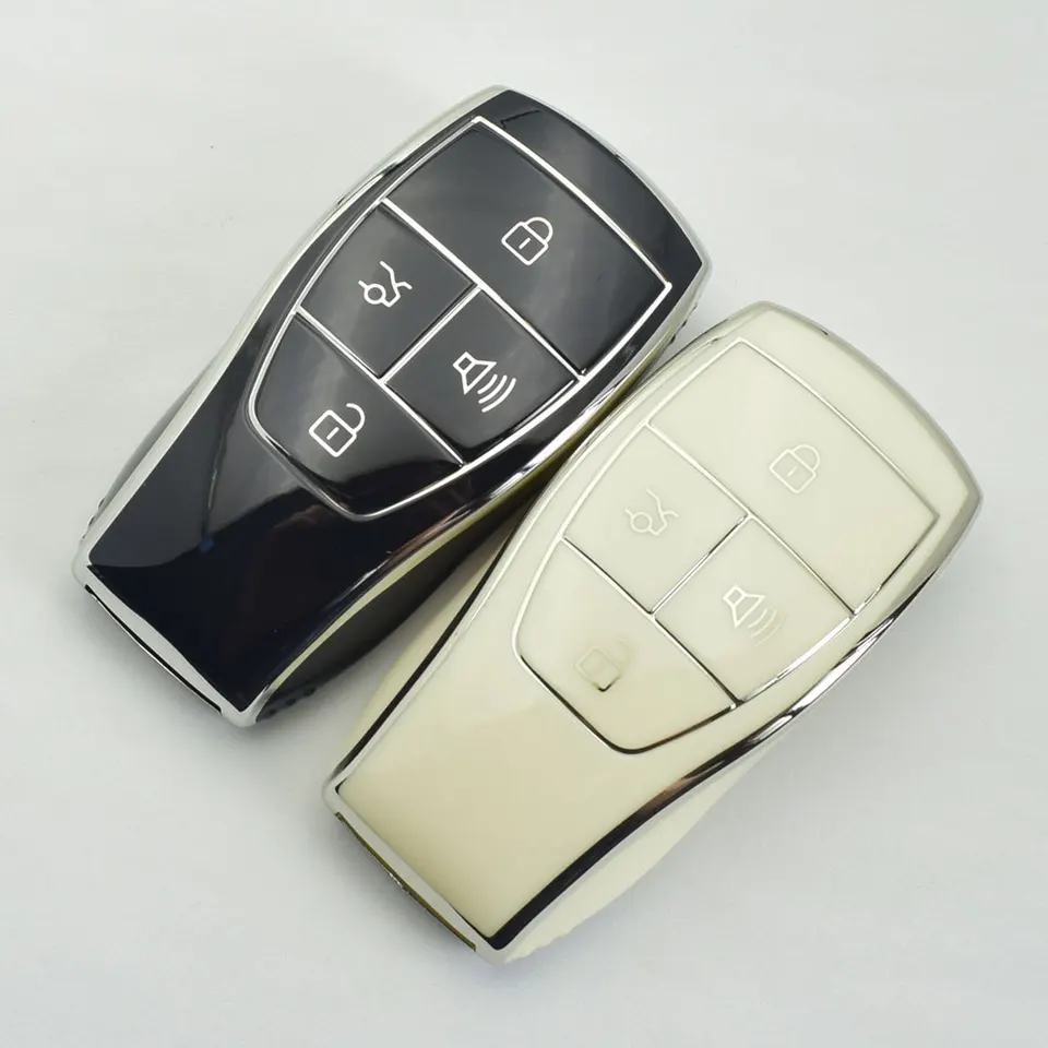 Kwmobile Key Cover Compatible With Renault 4 Button Car Key Smart Key Only Keyless Go Faux Leather Car Key Fob Protector Taupe White Blue Grey