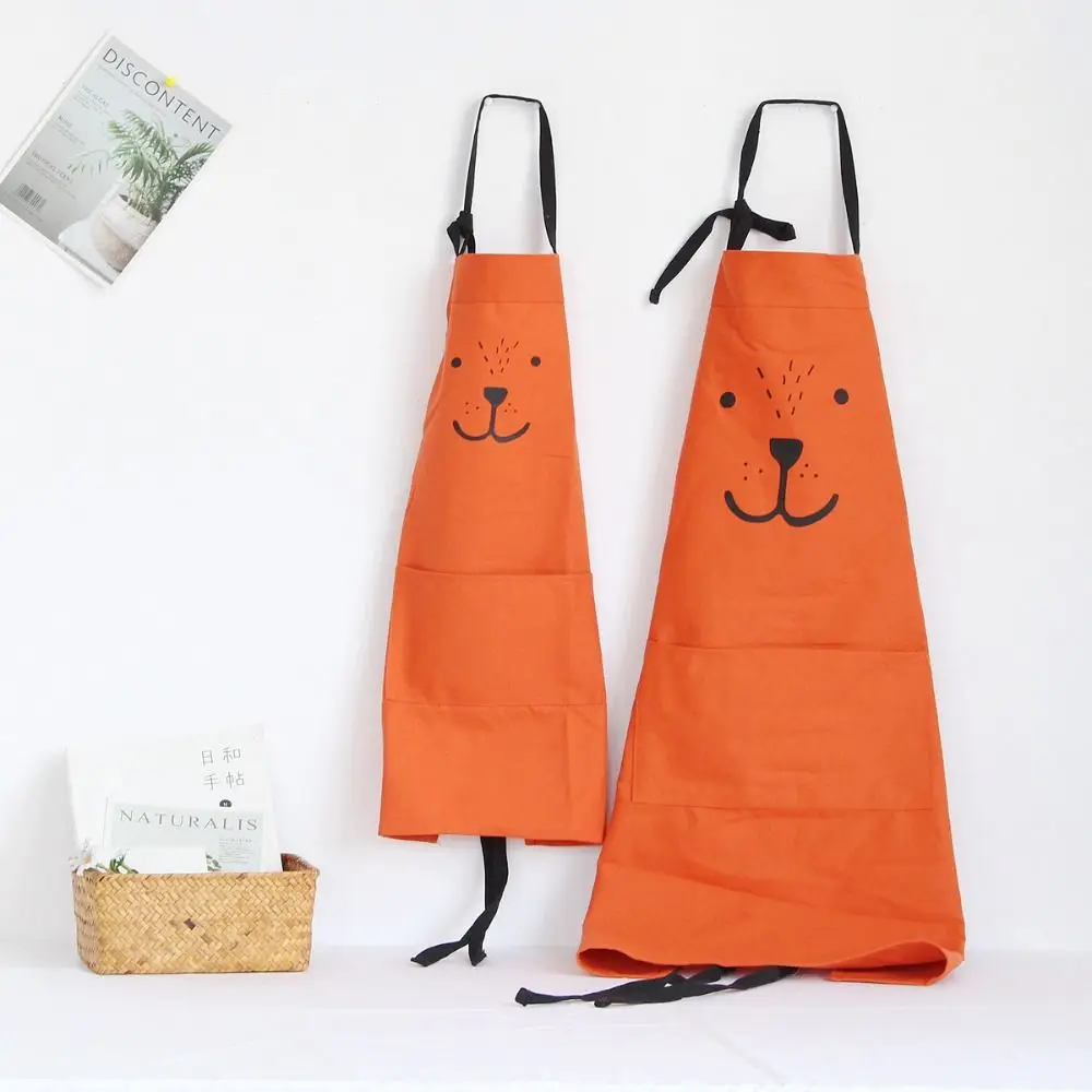 

with Pockets Apron Cartoon Anti-fouling Oil-proof Bib Cotton Uniform Kid