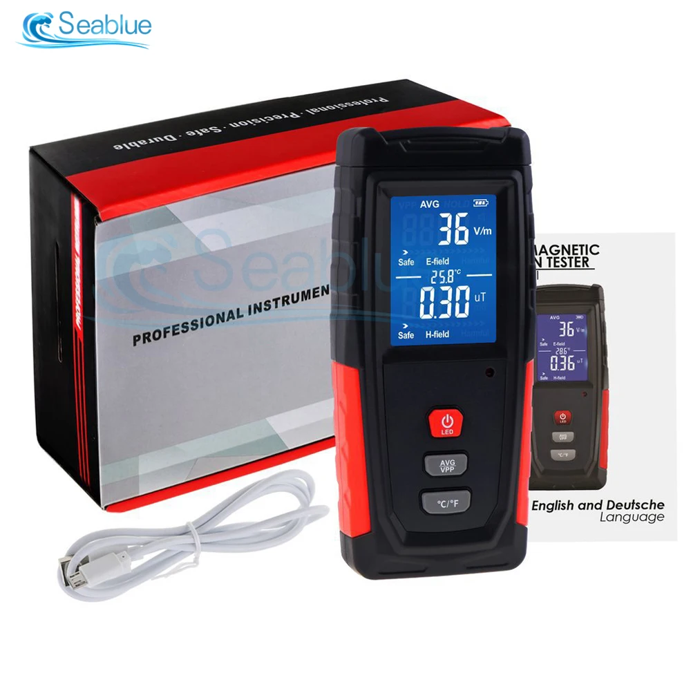 WT3121 RZ EMF Meter Radiation Detector Tester Rechargeable Portable Counter Mobile Computer Emission Electromagnetic Field Test