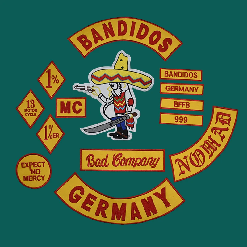 DIY Clothing Bandidos Germany Embroidery Patches Iron on Sticker For Appliqued Jackets Vests Accessories