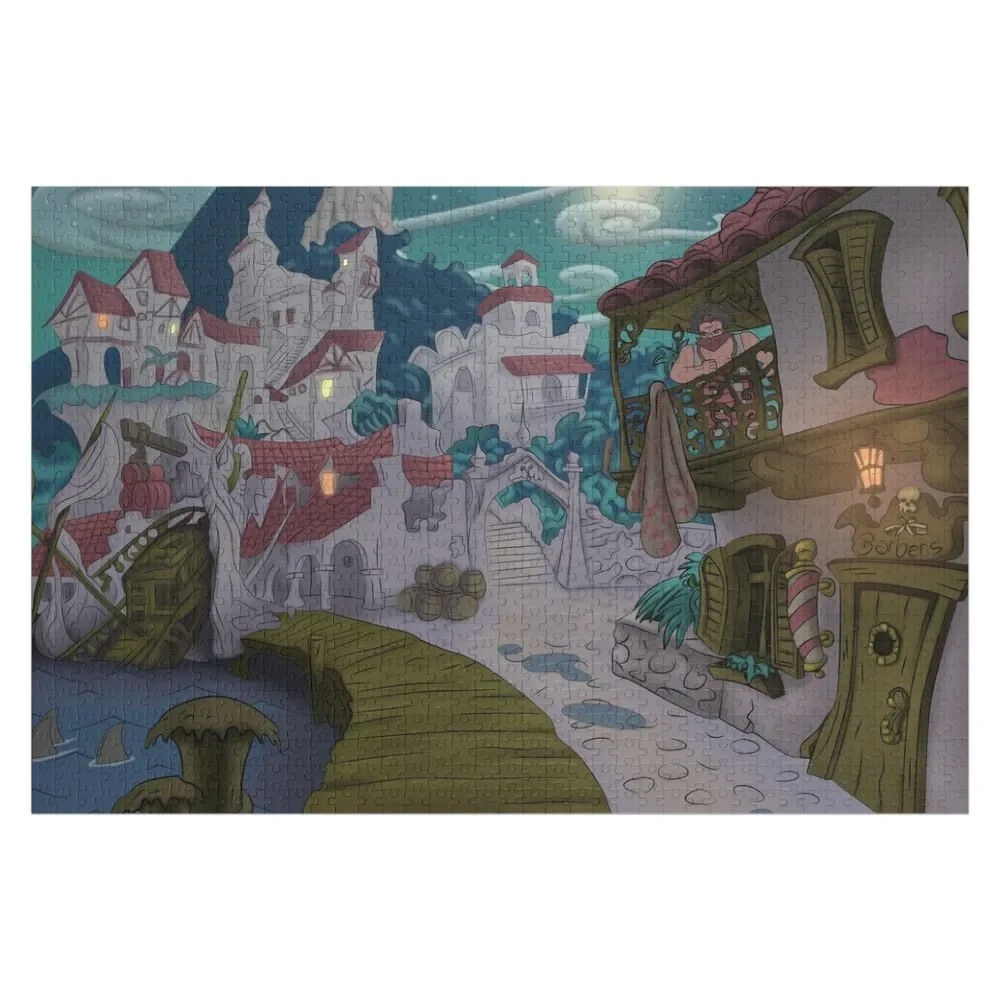 Barbery Coast at Night (Monkey Island Digital Illustration) Jigsaw Puzzle Custom Child Gift Customizable Child Gift Puzzle