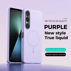 Magnetic Liquid Silicone Phone Case with Wireless Charging and Protective Soft Cover - Xperia 10 V 2023 (Purple)