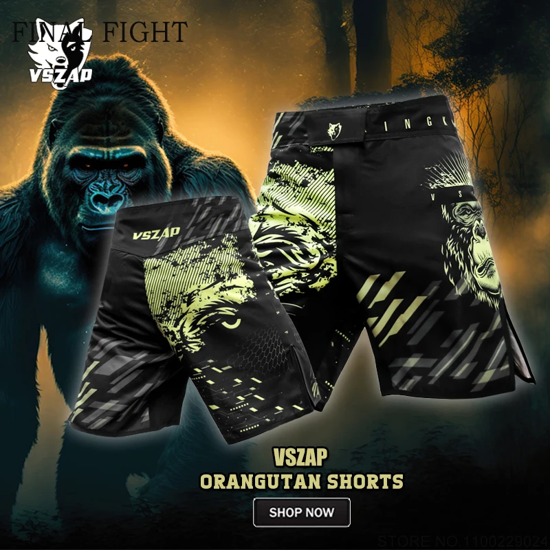 MMA Shorts Vszap Grappling Fight Pants Men Gorilla Sublimated Martial Arts BJJ Muay Thai Boxing Kickboxing MMA Grappling Trunks