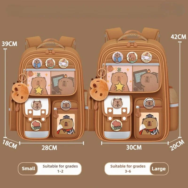 Capybara Children Backpack Waterproof Student Schoolbag Large Capacity Alleviate Burden School Bag Orthopedic Backpack Book Bag
