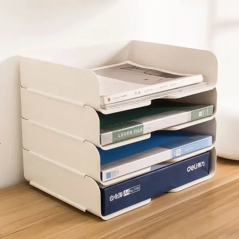 Storage Box Storage Racks File Organizer Simple Style Multi-use Sturdy Storage Box Desktop File Organizer Stackable Storage Tray A4 Papers Rack Stationery Box Book Shelf