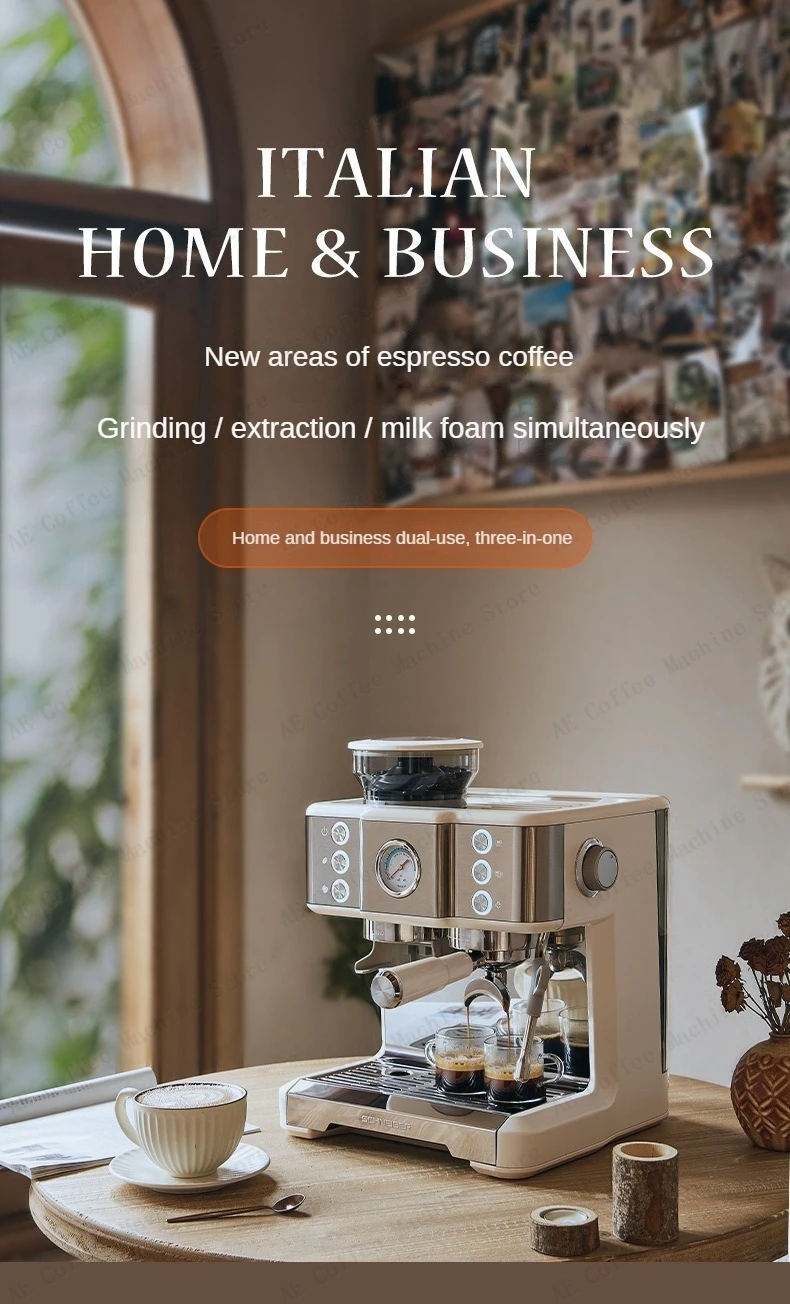 Description Picture 2 of itemGrinder Integrated Coffee Machine Home-business Dual-use Professional Coffee Machine Double Boiler Heated Coffee Maker