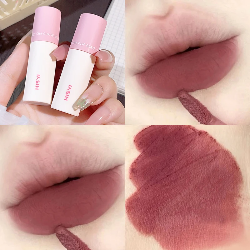 Velvet Matte Lip Gloss - Long-lasting, highly pigmented liquid lipstick in brown, pink, purple, red shades - for a portable dail 3