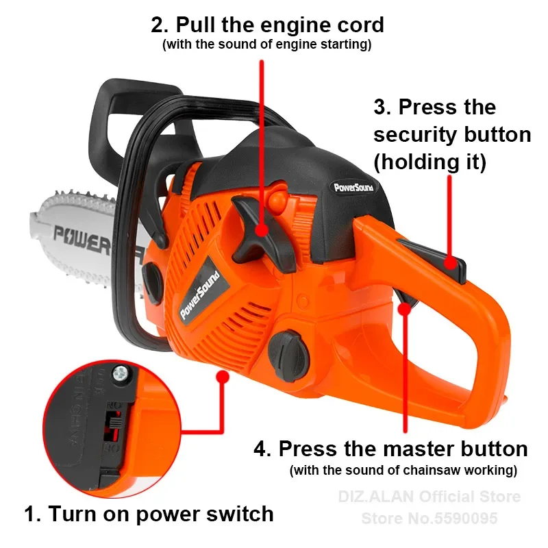 Toy Chainsaw Kids Toy Tools for Children Tools Electric Power Chainsaws for Tool Bench Boys Gift Pretend Play Saw with Sound 3