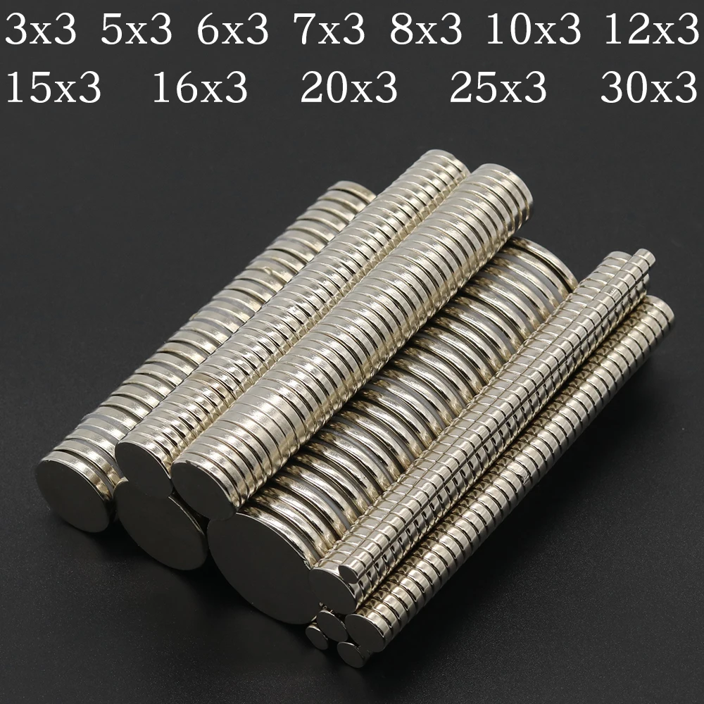 Round Magnets N35 Super Strong 3x3/5x3/6x3/7x3/8x3/10x3/12x3/15x3/20x3mm Round Magnetic NdFeB Neodymium