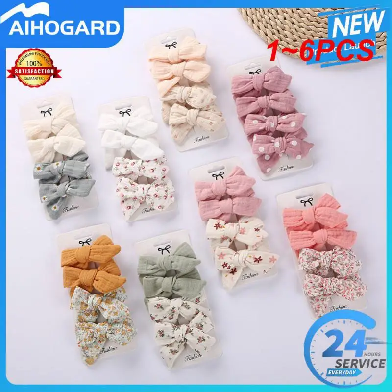 

1~6PCS Bows Baby Hair Clips for Cotton Kids Headwear Baby Hair Accessories Sweet Princess Hair Bows for Children Hairpin