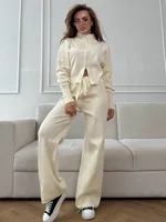 סט מכנסיים סריגה עם רוכסן לנשים מבית Wolfeel לעונת הסתיו והחורף, מכנסי קרדיגן צמודים ומגניבים לטיולים ולספורט 3