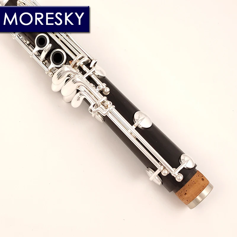 MORESKY Ebony Wood/Grenadilla Professional Clarinet Bb Silver Plated 19 Keys Sib Klarnet &middot;Brilliant