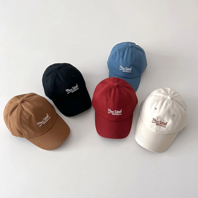 Embroidery Letter Kids Baseball Hat Solid Cotton Children Duck Tongue Hats 2-6Year Boys Girls Outdoor Sun Visors Baby Peaked Cap baseball cap baby hat kids sun hat