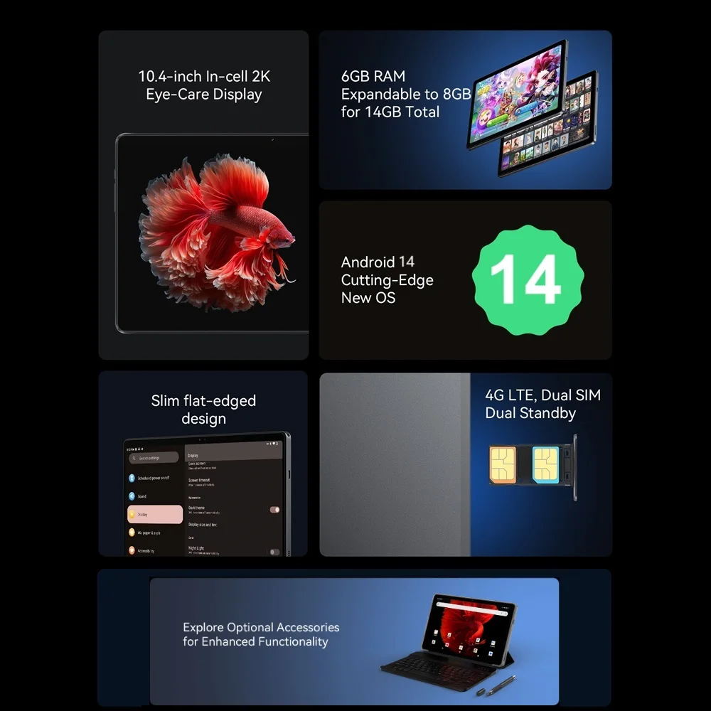 ALLDOCUBE iPlay 50 10.4 Inch Tablet 2K Upgrade Android 14 6GB RAM 128GB ROM 6000mAh  Tablets 2