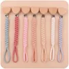 Handmade Crochet Cotton Baby Pacifier Chain Wooden Heart Shape Dummy Holder Clip For Teething Nursing Chewing Toys Shower Gift 1