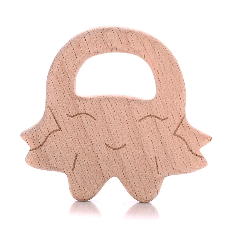 Teething Toys Baby Teething Toys 3/4/5Pcs/Lot Wooden Beech Teething Cute Cartoon Animal Shaped Teether Pacifier Chain