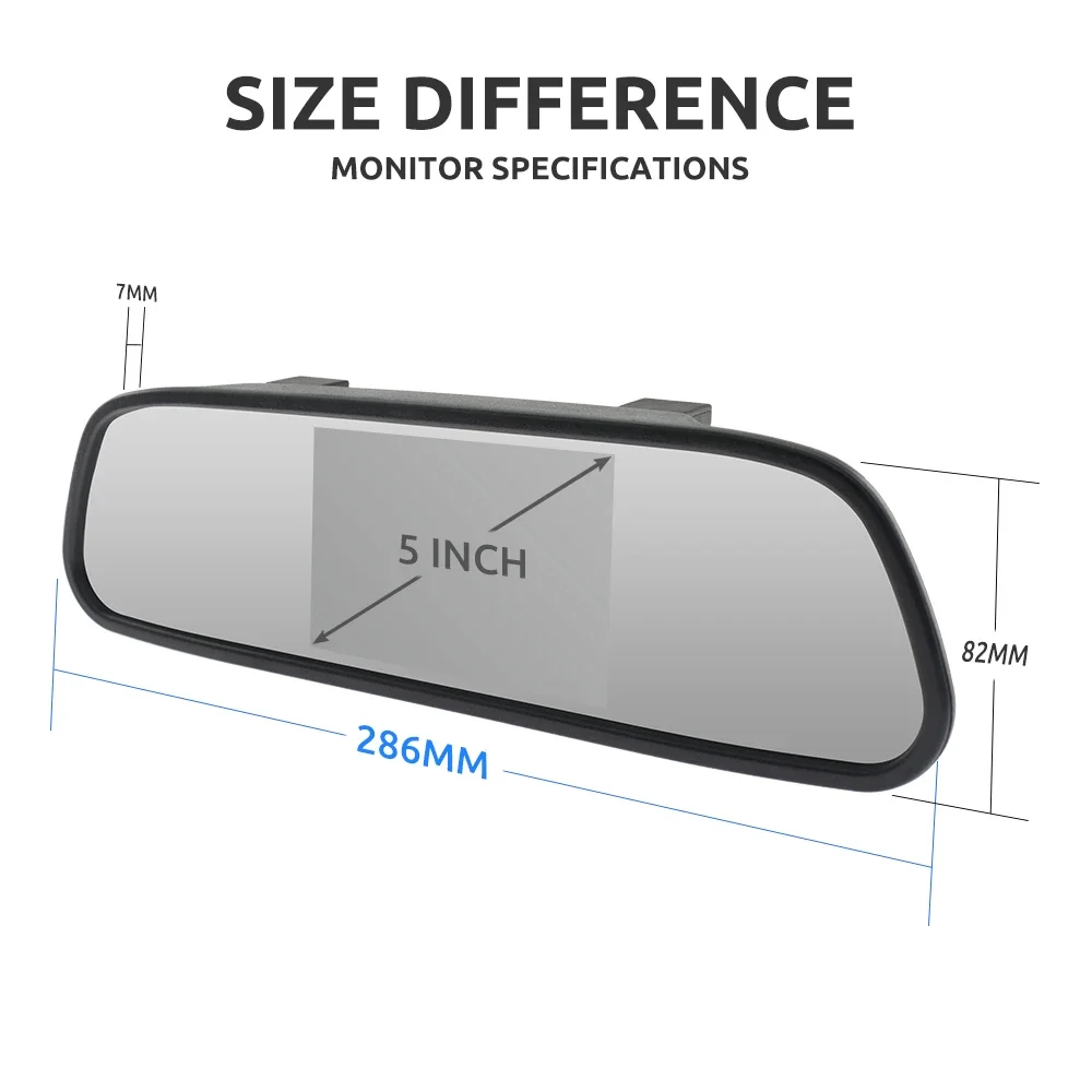 MJDOUD Monitor per specchio AHD per auto da 5 pollici per parcheggio di veicoli Schermo LCD HD TFT da 5 "per telecamera per retrovisione Rervesing Dispaly universale - immagine 3