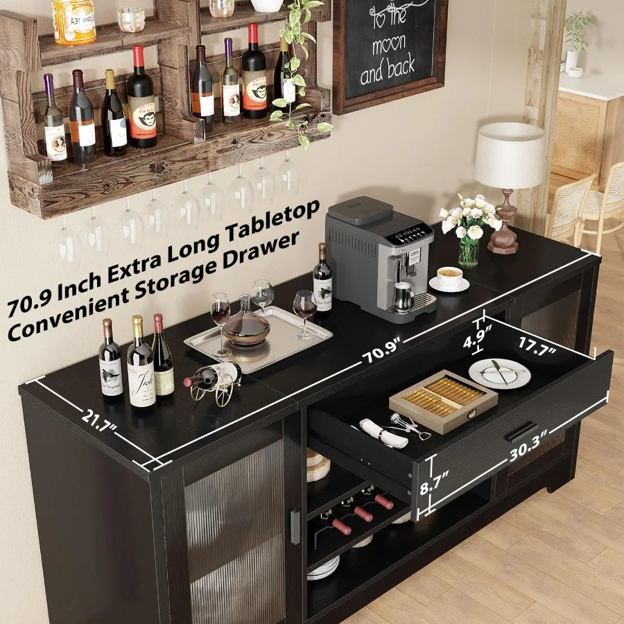 Modern Bar Cabinet with Fridge Space 5