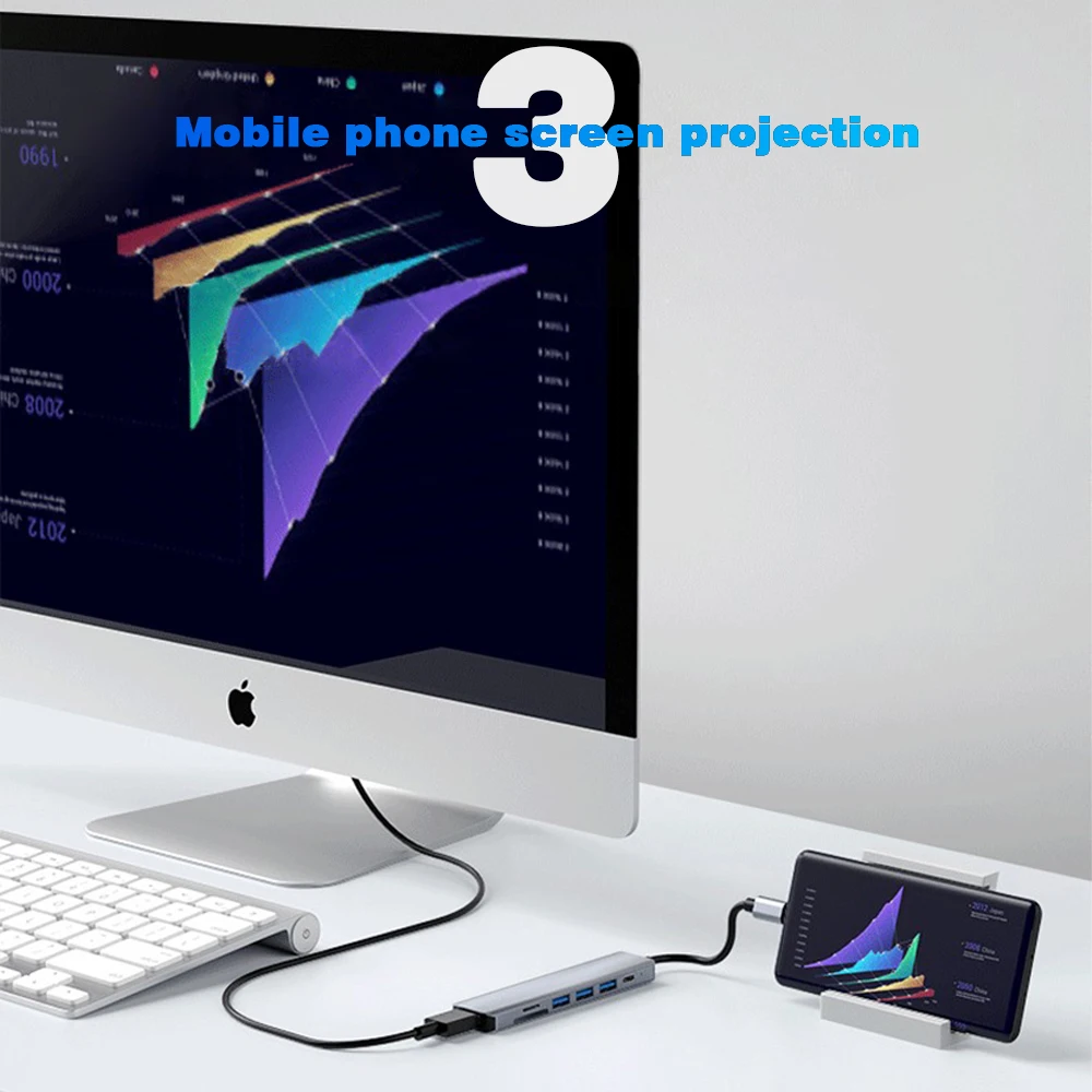 USB C 허브-HDMI 4K USB 3.0 2.0 멀티 포트 어댑터(TF SD 리더 슬롯 유형 C 허브 도킹 스테이션 PD 100W 노트북 충전 포함)