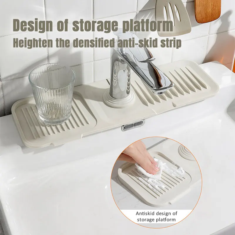 Silicone Sink Faucet Splash Guard Mat kitchen splash guard kitchen sink pad kitchen faucet pad Faucet Water Catcher Handle Drip Tray Drain Drying Pad For Bathroom Kitchen Gadgets