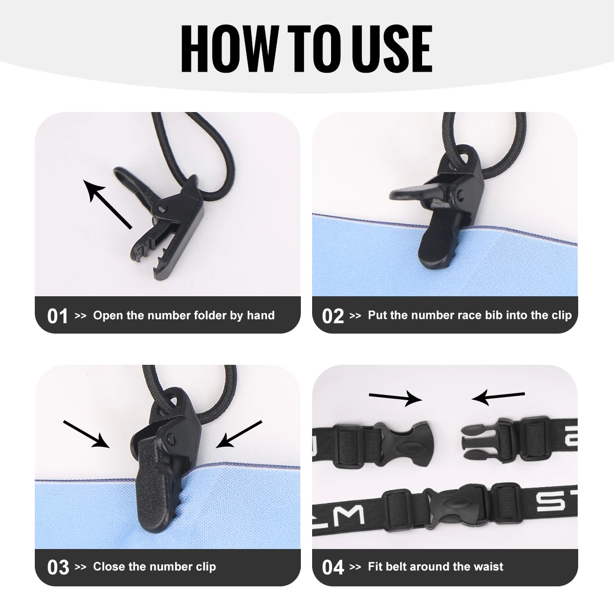 WRELS Race Number Belt Lightweight Number Strap Elastic Marathon Race Number Belt Stretch-Fit Breathable Triathlon Race Belt