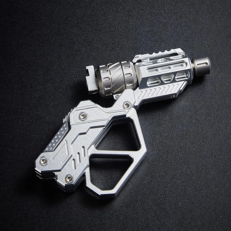 QT-3000 銃型 金属製 シルバー QT-3000 Metal EDC Fidget Spinner Revolver Flip Push Slider Gun
