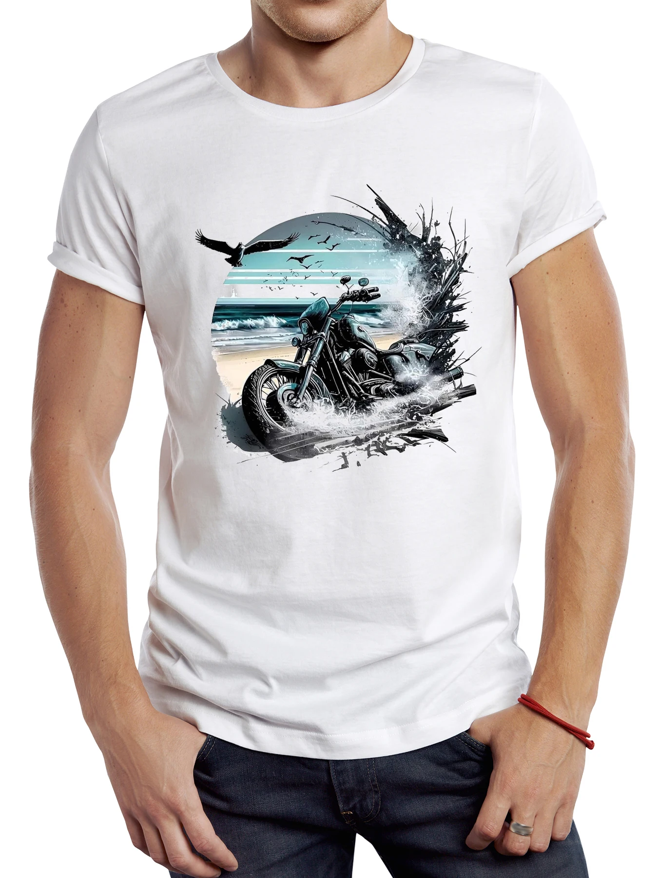 Teehub Vintage schmutzige Motorrad Männer T-Shirt lässig coole Fahrer männliche Tops Hipster Retro Motocross gedruckt T-Shirt