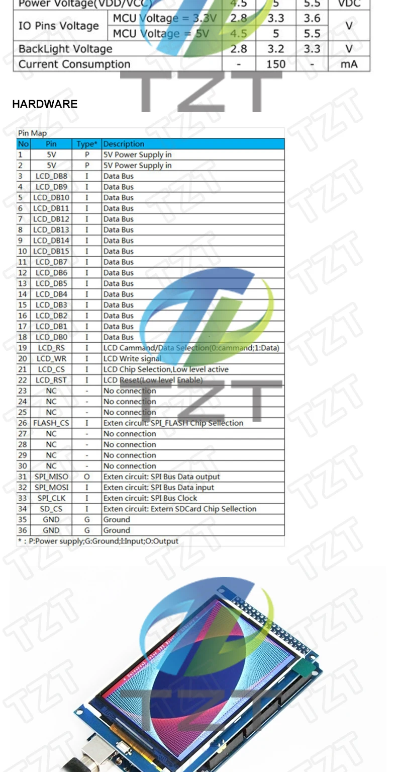 TFT-Display 0,96/1,3/1,44/1,8/2,0/2,4/2,8/3,2/3,5 Zoll TFT-Vollfarbbildschirm LCD-Modul ILI9341 Treiberschnittstelle SPI für Arduino – Detail 28