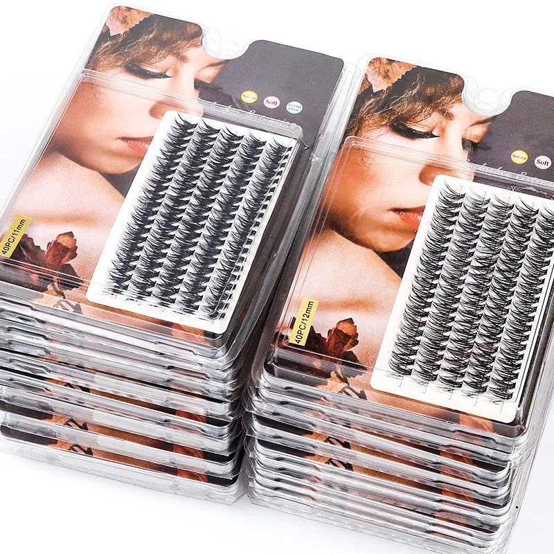 100Pcs Clusters 10/20/30/40D 8-16mm Cluster Lashes Extension Natural Thick Fake Eyelashes 3D Strip Individual Eyelash Extension